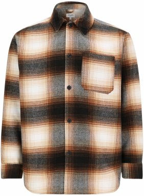 JACK & JONES Košeľa 'JJZAC'  hnedá / svetlohnedá / biela