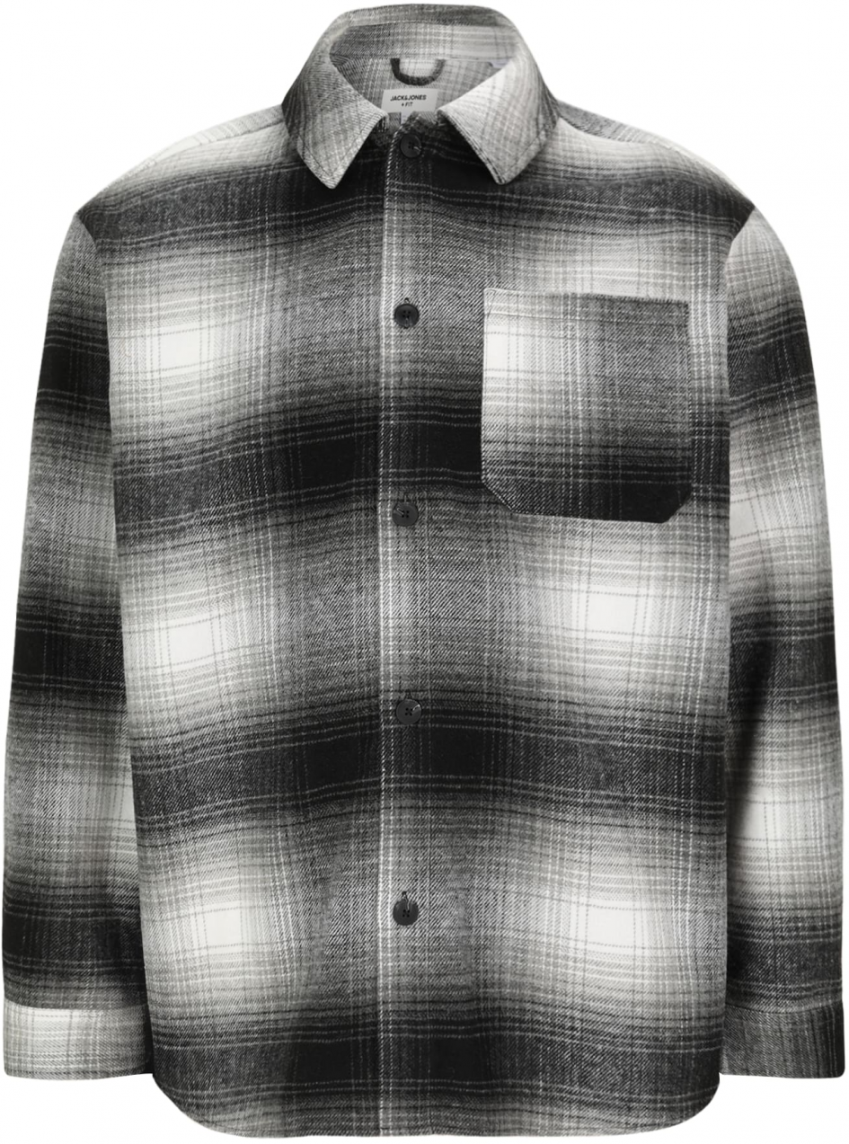 JACK & JONES Košeľa 'JJZAC'  sivá / čierna / biela