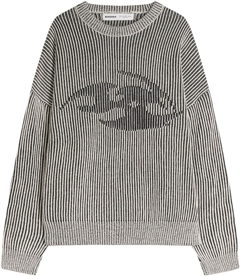 Bershka Sveter  sivá / čierna