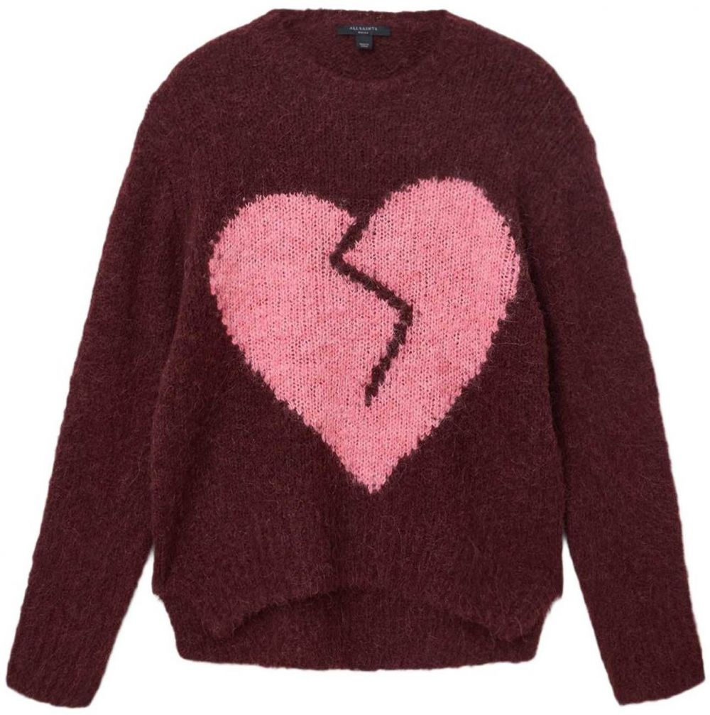 AllSaints Sveter 'LUVHEART'  svetloružová / merlotová