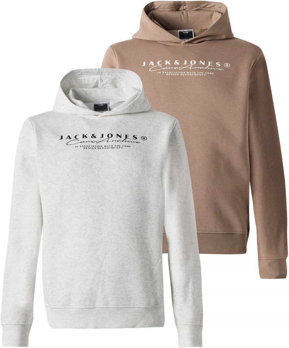 JACK & JONES Mikina 'JCOPOINT'  svetlohnedá / biela melírovaná