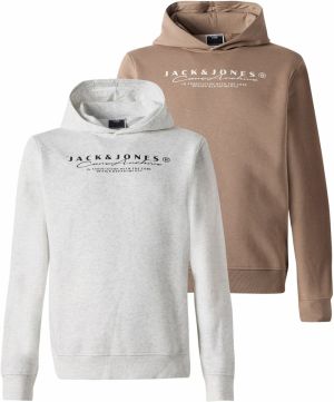 JACK & JONES Mikina 'JCOPOINT'  svetlohnedá / biela melírovaná