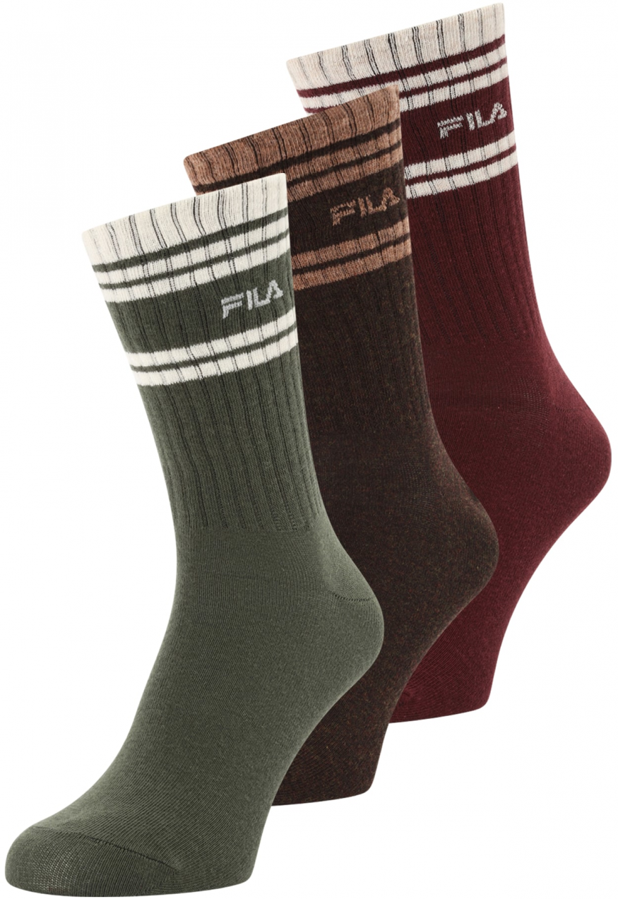 FILA Ponožky  tmavohnedá / olivová / vínovo červená / biela