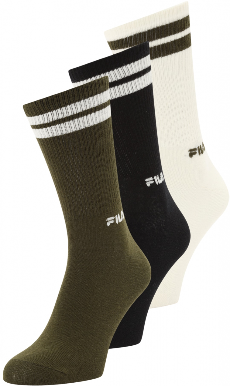 FILA Ponožky  kaki / čierna / prírodná biela