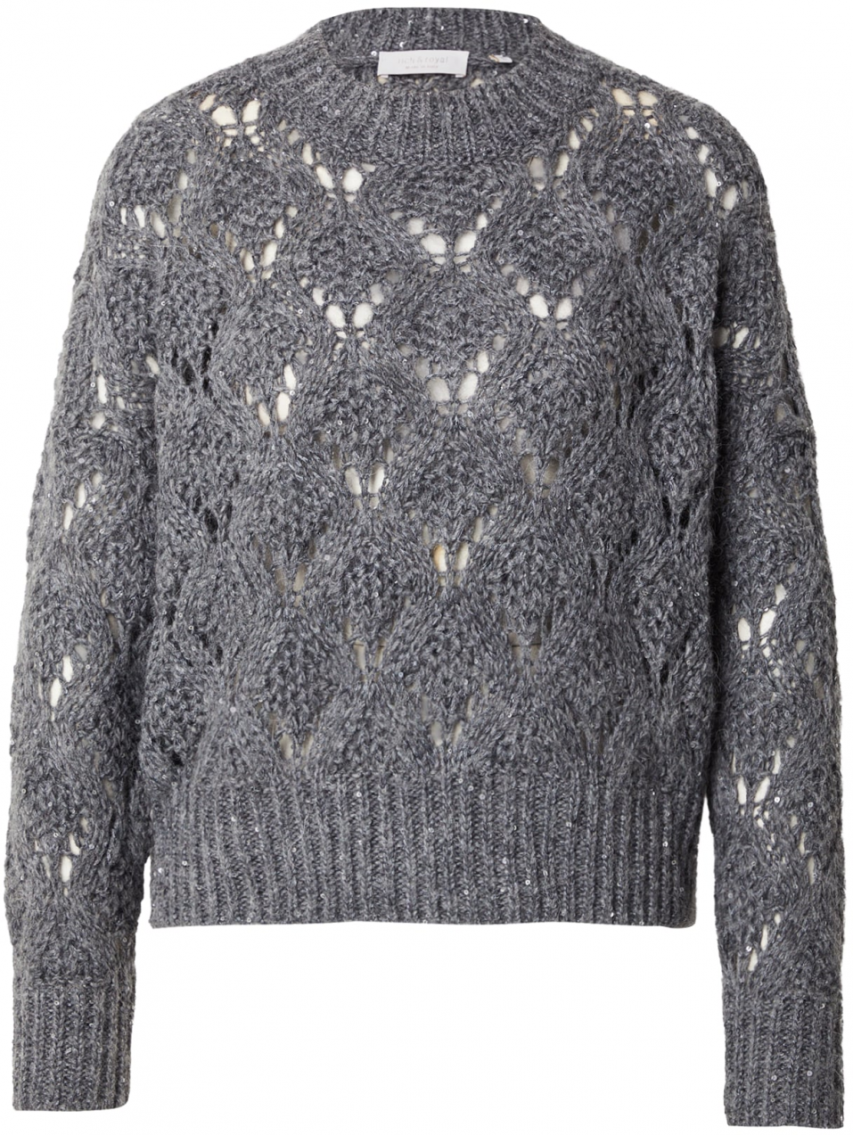 Rich & Royal Sveter 'Ajour Sequince'  kamenná