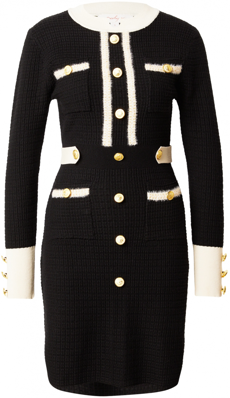 Derhy Pletené šaty 'CLEMENCE'  krémová / čierna