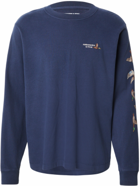 Abercrombie & Fitch Tričko  námornícka modrá / sivá