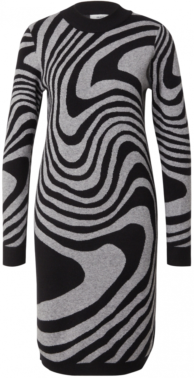 OBJECT Pletené šaty 'RAY'  svetlosivá / čierna