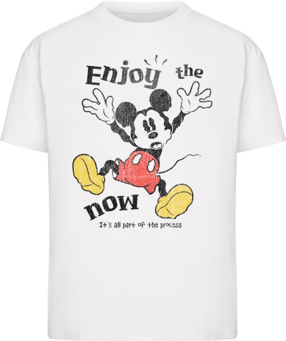 Merchcode Tričko 'Mickey Mouse Enjoy The Now'  žltá / červená / čierna / biela