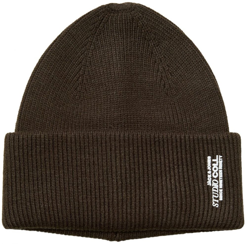 JACK & JONES Čiapky 'JACCOLL'  tmavohnedá / biela