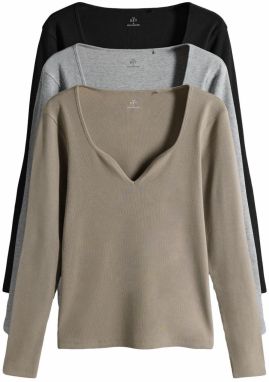 The Set Tričko  svetlohnedá / sivá melírovaná / čierna