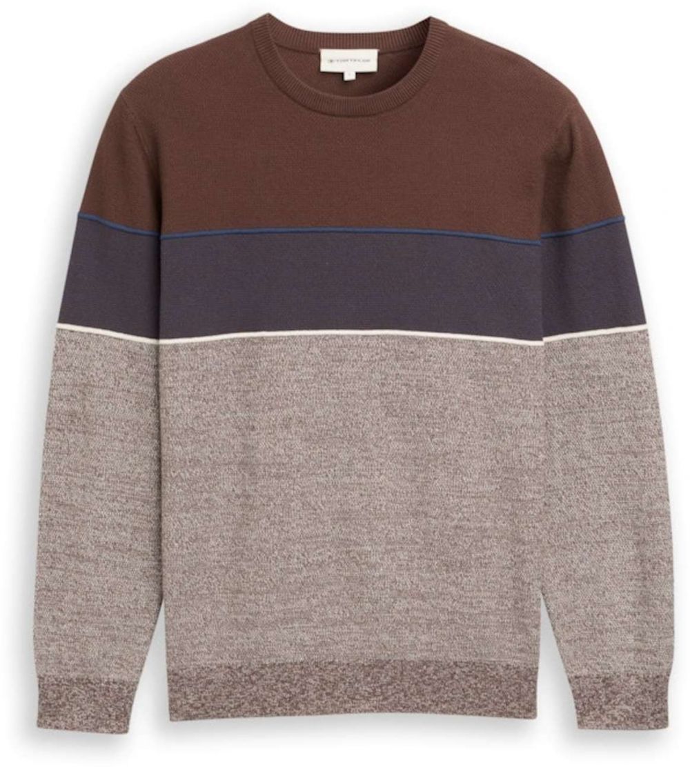 TOM TAILOR Sveter  námornícka modrá / hnedá / tmavohnedá / hnedá melírovaná