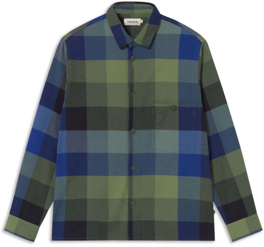 Thinking MU Košeľa 'Theo'  modrá / zelená