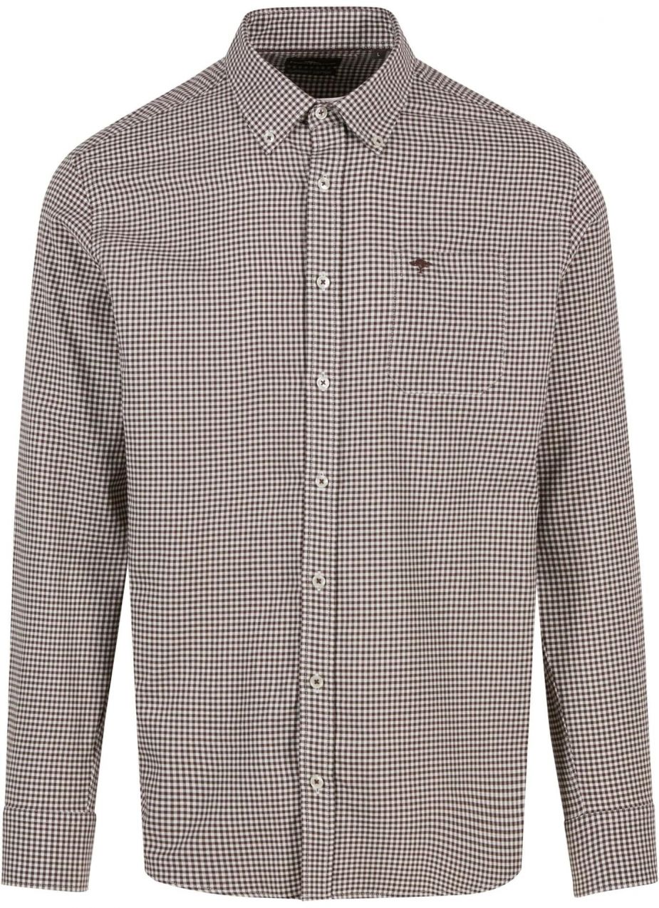 FYNCH-HATTON Košeľa 'Vichy Check'  tmavohnedá / biela