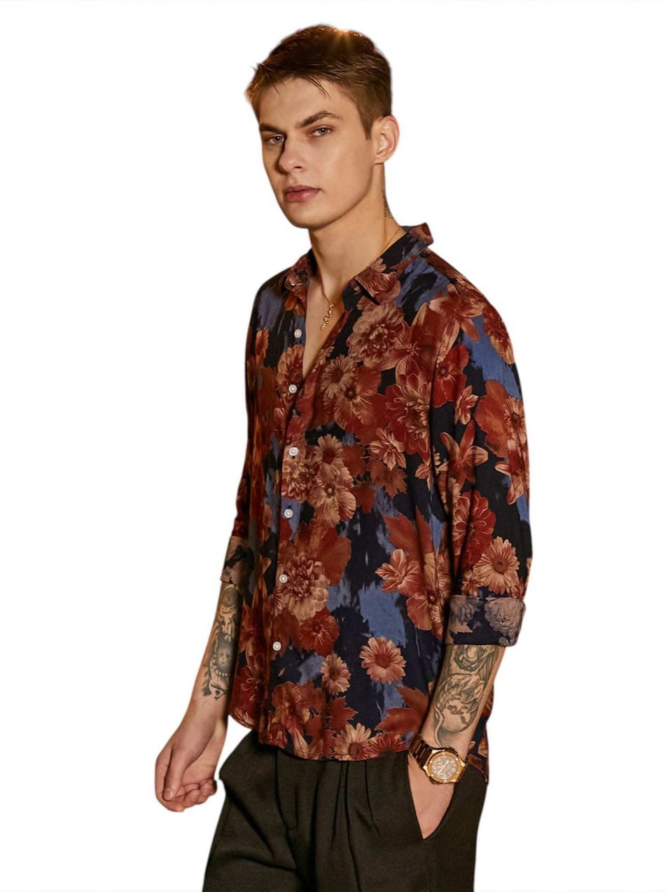 Campus Sutra Košeľa 'Bristol'  modrá / gaštanová / čierna