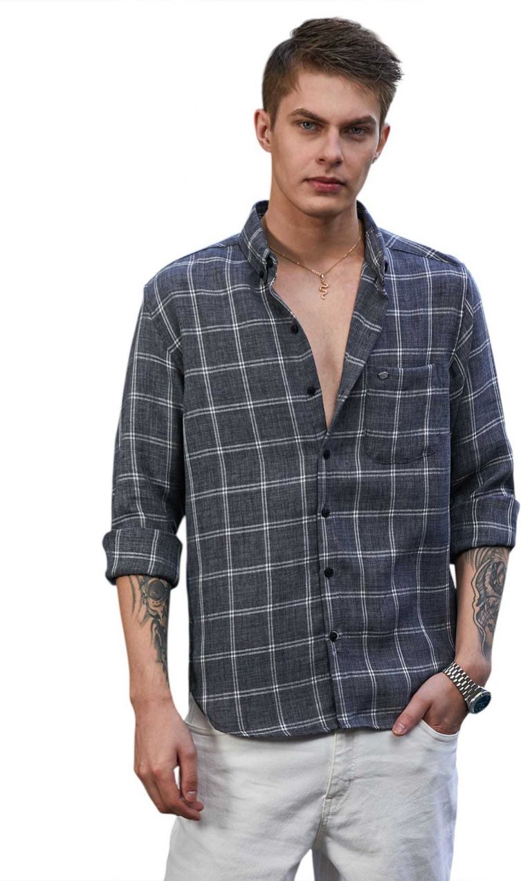 Campus Sutra Košeľa 'Jayleen'  antracitová / svetlosivá