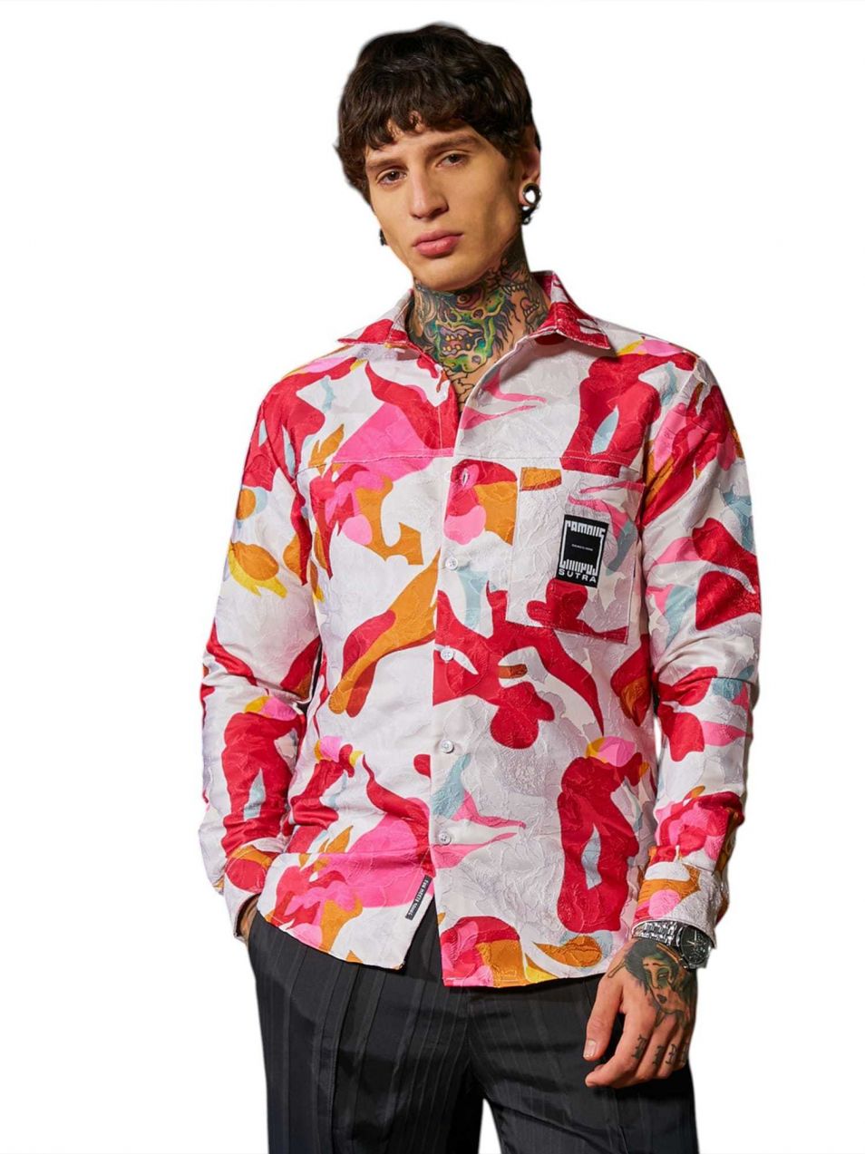 Campus Sutra Košeľa 'Kimber'  zmiešané farby / červená