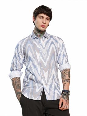 Campus Sutra Košeľa 'Kyra'  tmavobéžová / opálová / modrá denim / biela