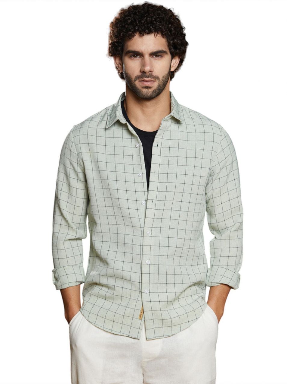 Campus Sutra Košeľa 'Charli'  sivá / biela