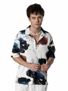 Campus Sutra Košeľa 'Jimena'  tmavomodrá / hnedá / biela