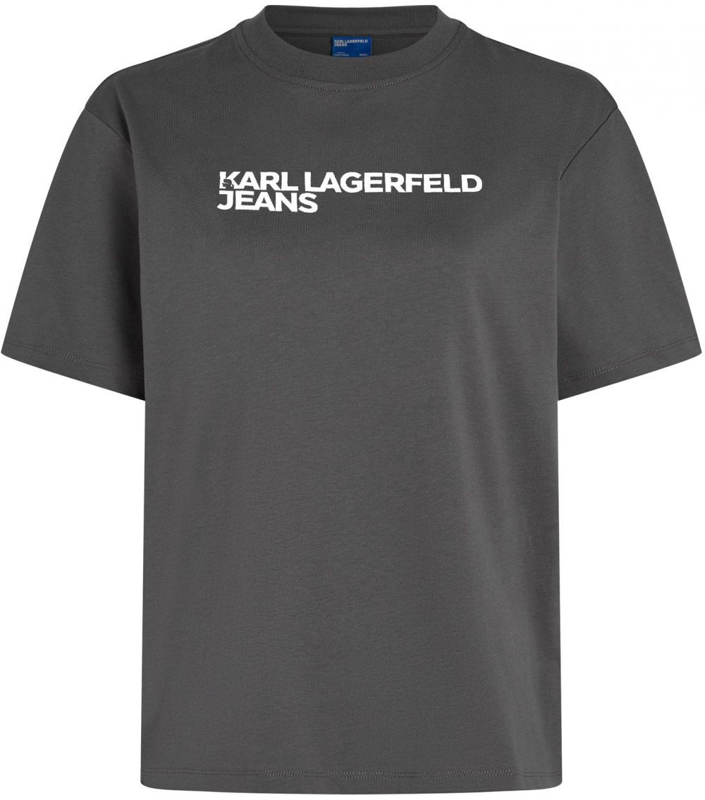 KARL LAGERFELD JEANS Tričko  tmavosivá / prírodná biela
