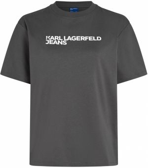 KARL LAGERFELD JEANS Tričko  tmavosivá / prírodná biela