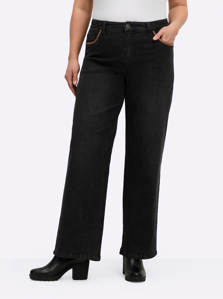 SHEEGO Džínsy  čierny denim