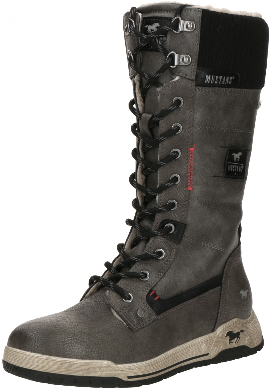 MUSTANG Šnurovacie čižmy  tmavosivá / čierna