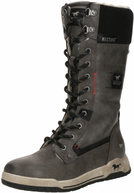 MUSTANG Šnurovacie čižmy  tmavosivá / čierna