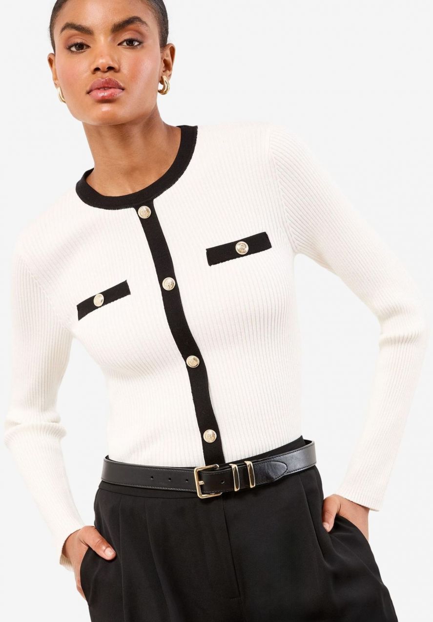 Lipsy Sveter  čierna / biela