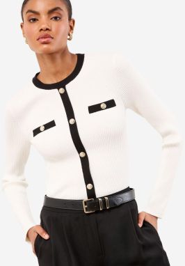 Lipsy Sveter  čierna / biela