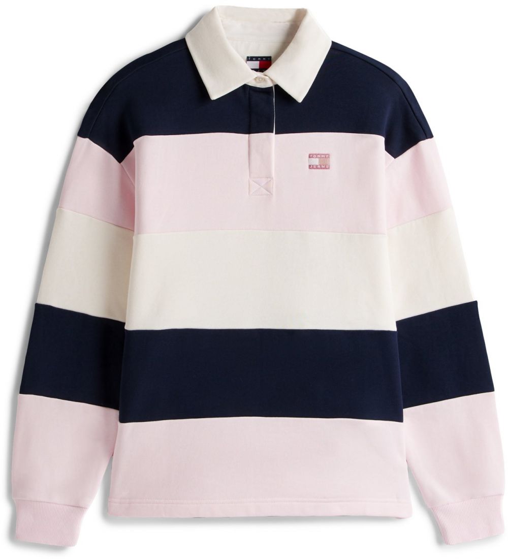 Tommy Jeans Mikina  námornícka modrá / pastelovo ružová / biela ako vlna