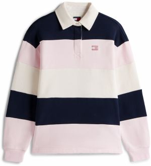 Tommy Jeans Mikina  námornícka modrá / pastelovo ružová / biela ako vlna