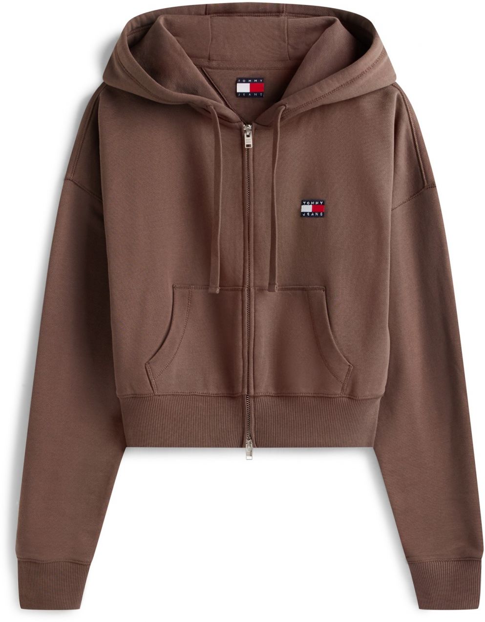 Tommy Jeans Tepláková bunda  gaštanová / brusnicová / biela