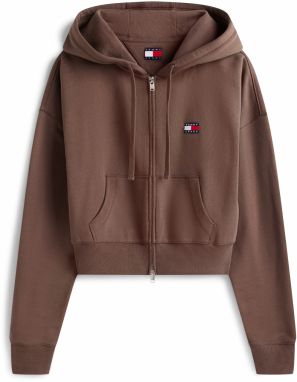 Tommy Jeans Tepláková bunda  gaštanová / brusnicová / biela