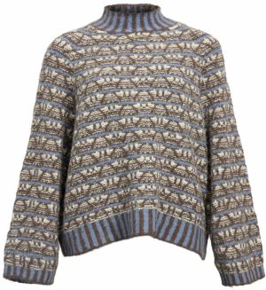 OBJECT Sveter 'OBJNUNU'  tmavohnedá / levanduľová / prírodná biela