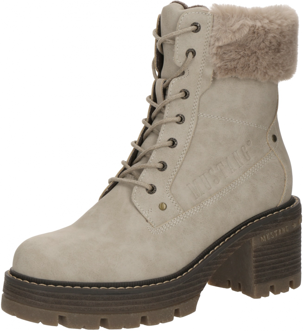 MUSTANG Šnurovacie členkové čižmy  sivobéžová