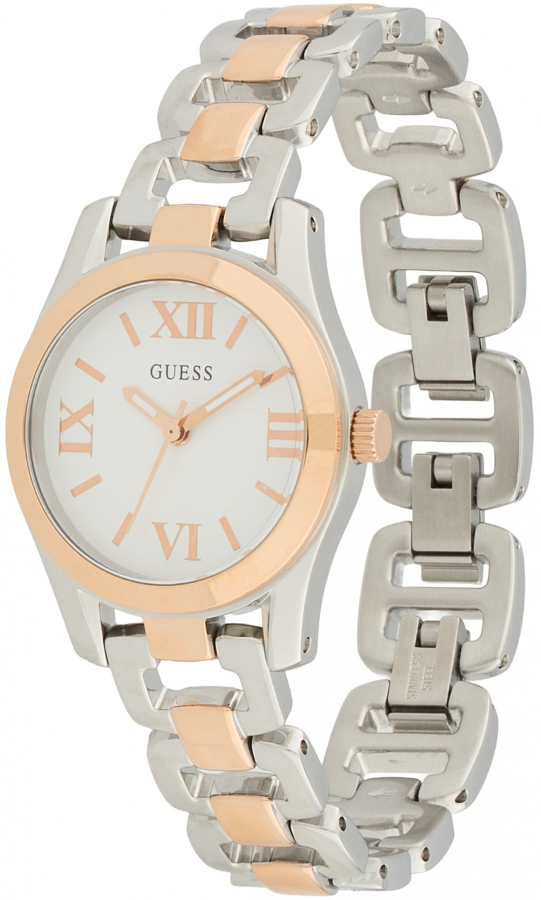 GUESS Analógové hodinky 'VEDA'  ružové zlato / čierna / strieborná / perlovo biela
