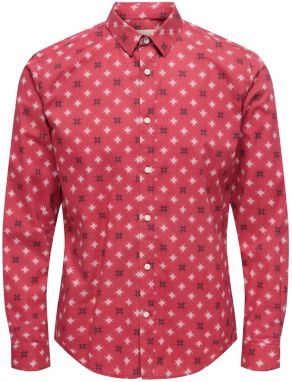 Only & Sons Košeľa 'ONSELF XMAS'  brusnicová / čierna / biela