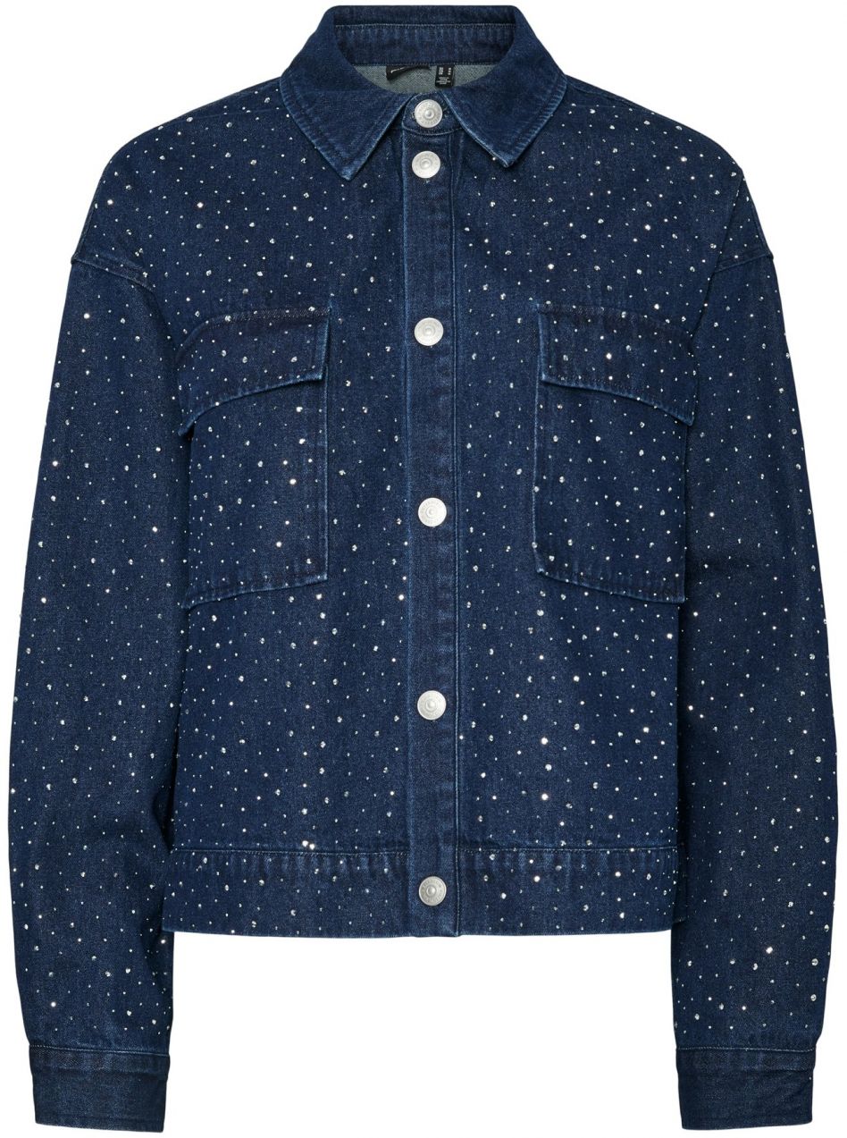 PIECES Prechodná bunda 'PCROBERTA'  námornícka modrá / strieborná