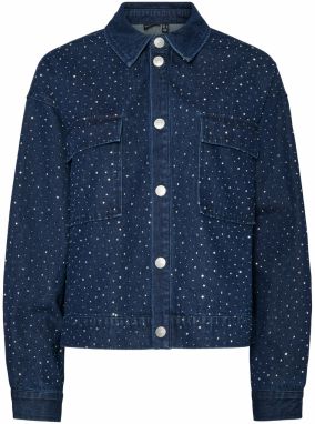 PIECES Prechodná bunda 'PCROBERTA'  námornícka modrá / strieborná