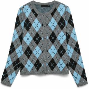 VERO MODA Kardigán 'VMGIORGIA'  svetlomodrá / sivá melírovaná / čierna