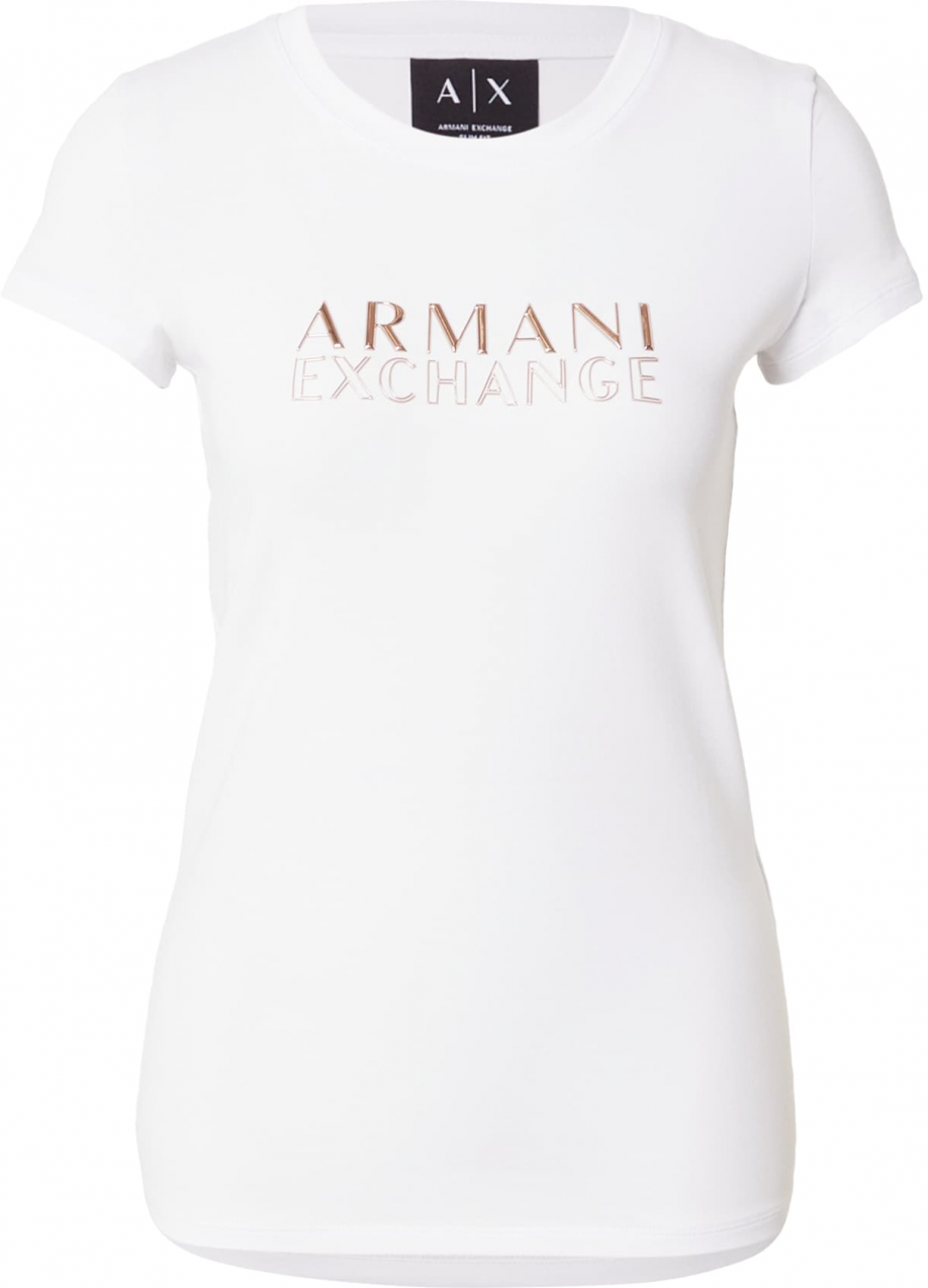 ARMANI EXCHANGE Tričko  zlatá / biela