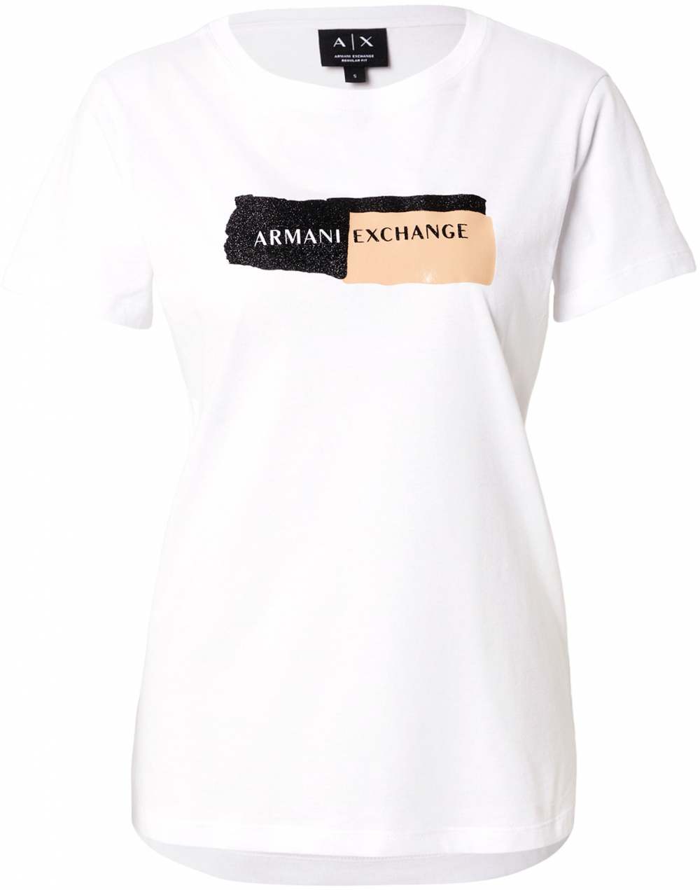 ARMANI EXCHANGE Tričko  béžová / čierna / biela