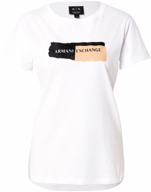 ARMANI EXCHANGE Tričko  béžová / čierna / biela