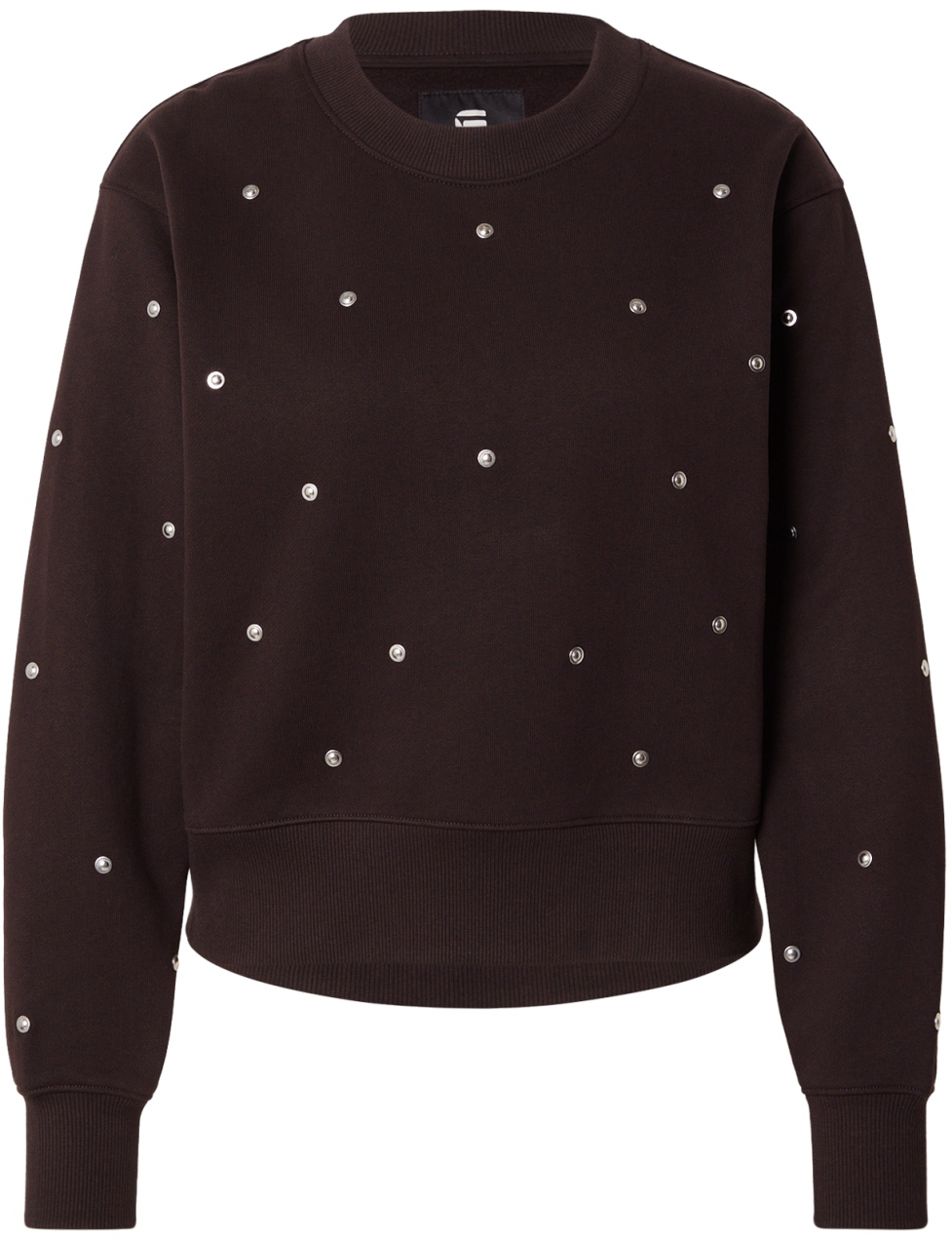 G-STAR Mikina 'Heritage'  tmavohnedá / strieborná