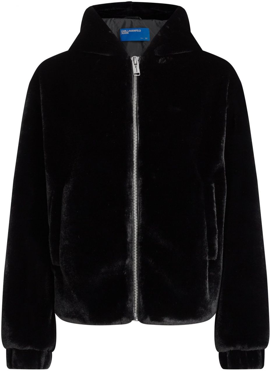 KARL LAGERFELD JEANS Zimná bunda  čierna / biela