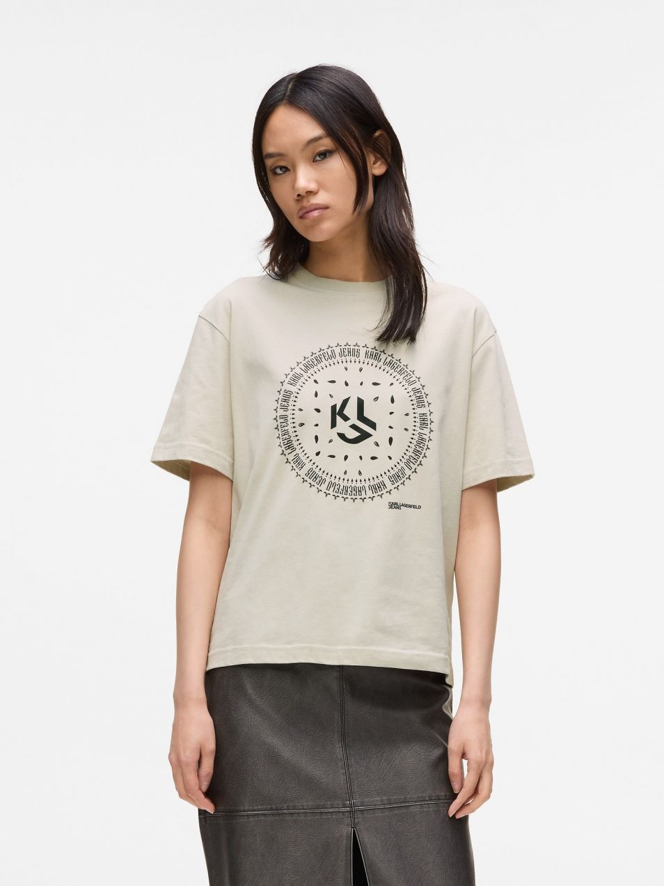 KARL LAGERFELD JEANS Tričko  béžová / červená / čierna