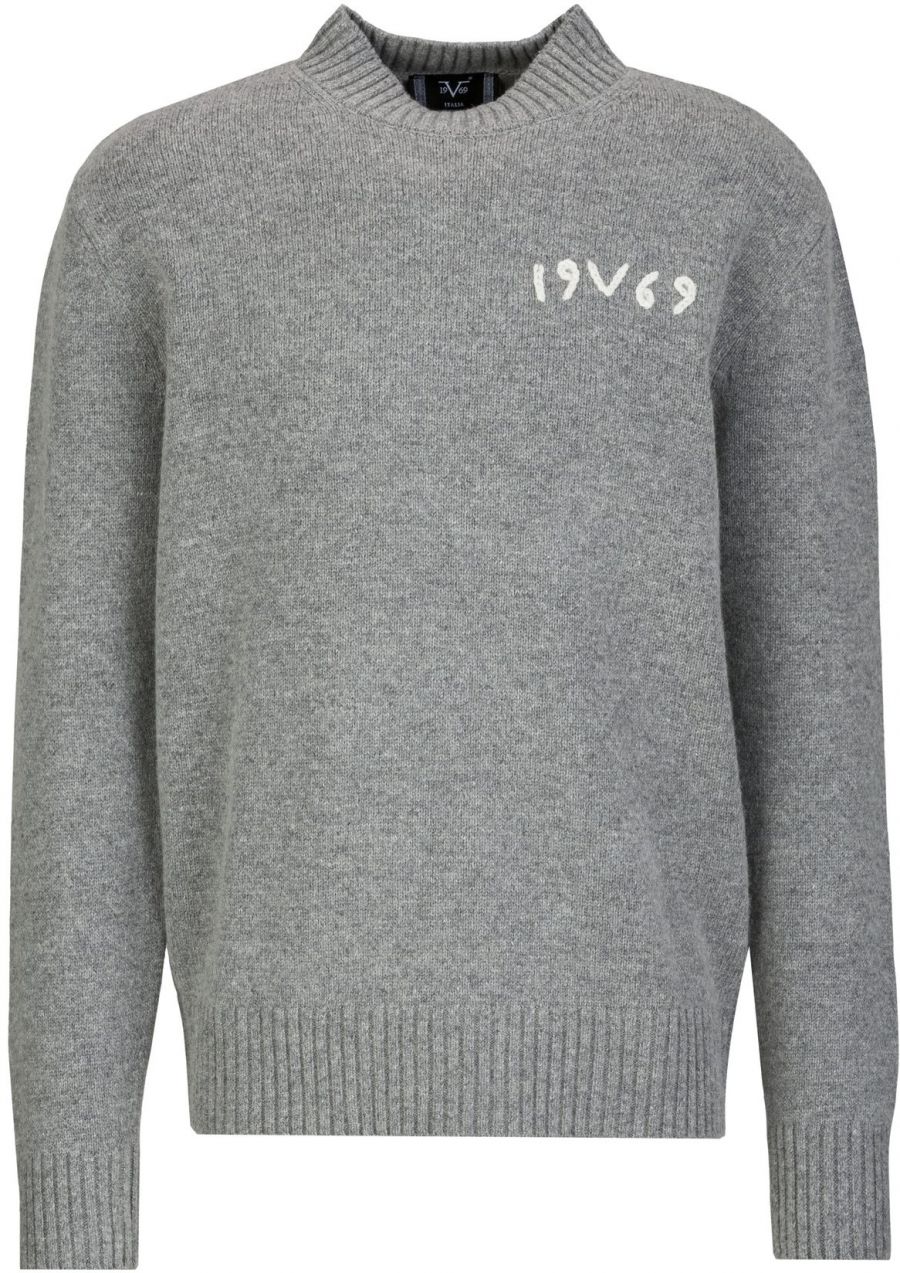 19V69 ITALIA Sveter 'Anteo'  sivá melírovaná / biela