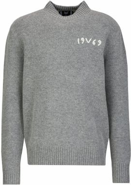 19V69 ITALIA Sveter 'Anteo'  sivá melírovaná / biela